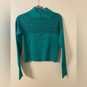 New‎ NWT DSG Momentum Seamless 1/2 Zip Cropped Pullover Green White Small Medium